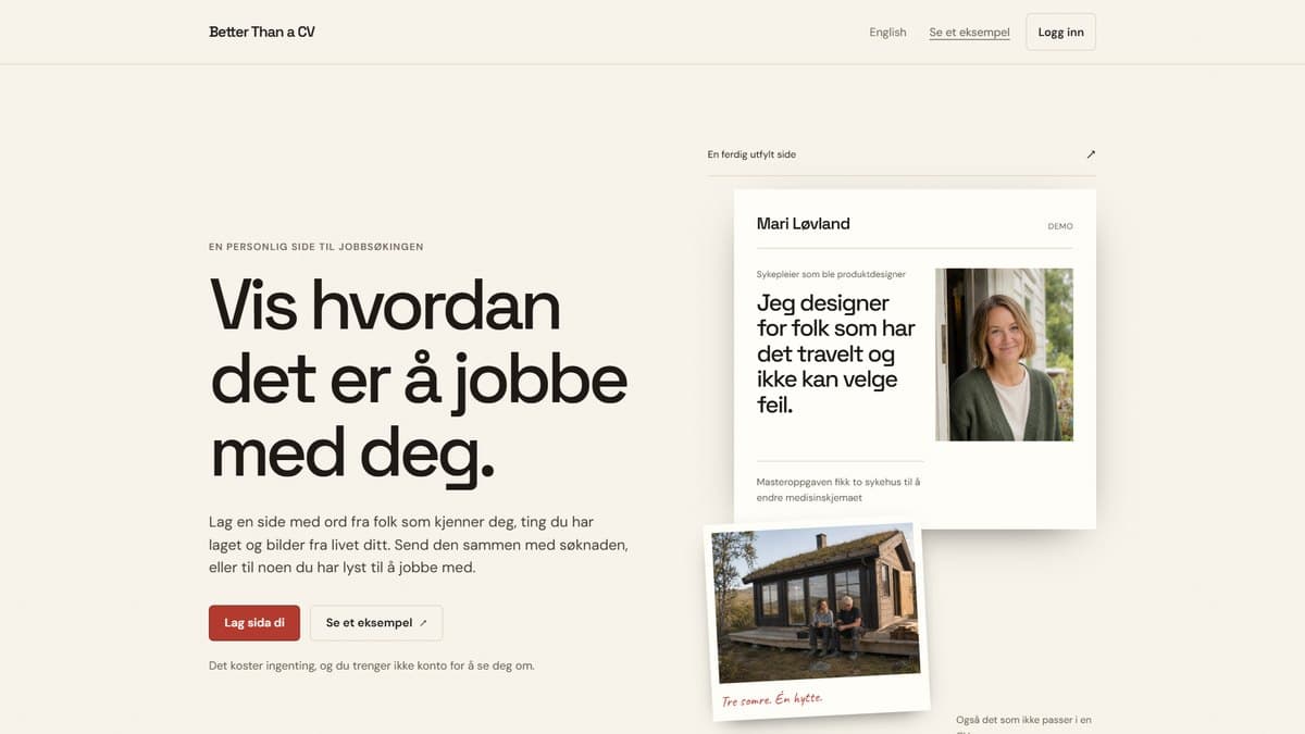Forsiden til Better Than a CV: «Vis hvordan det er å jobbe med deg»