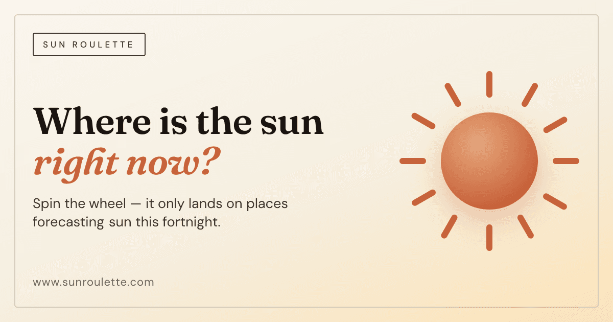 Sun Roulette — hvor er sola akkurat nå? Spinn hjulet og finn ut.
